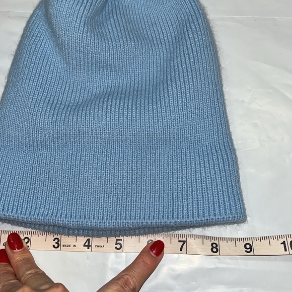 BABY BLUE KNIT Adidas Beanie HAT white TREEFOIL logo fold up knit HAT unisex OS - Picture 9 of 9